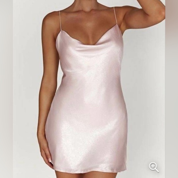 MESHKI: We love the RHEA Cowl Mini Dress for its ethereal vibe and flirty fit. - Picture 1 of 3